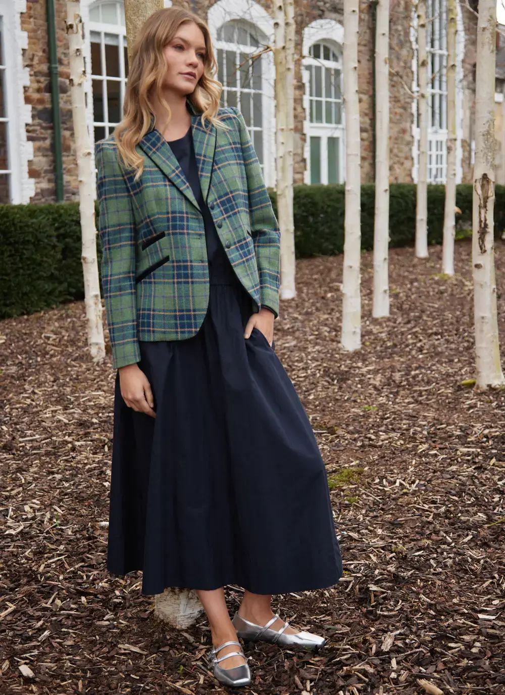Bolvir Tweed Blazer Jacket in Green/Purple Check